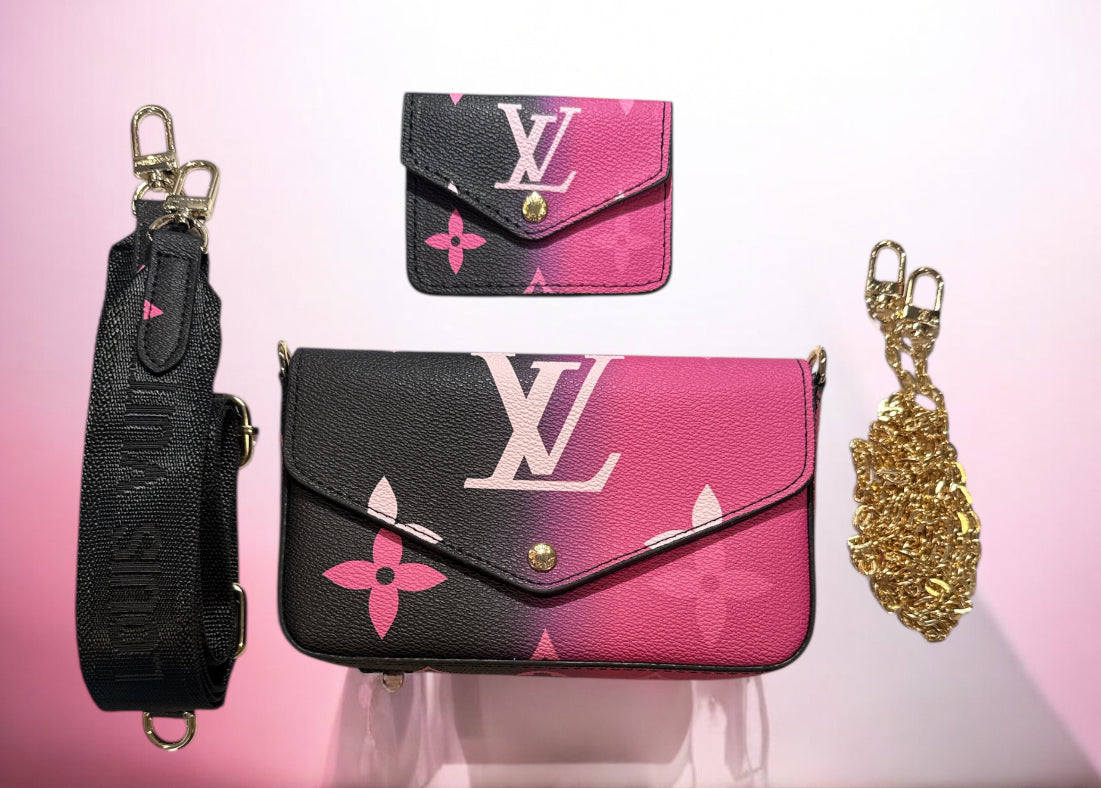 XL Mini pink, black & white purse