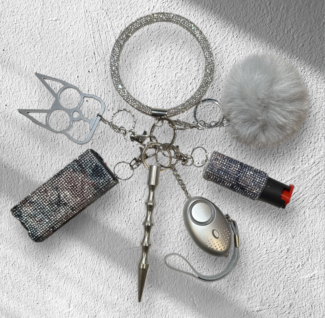 Silver and gold ring safety keychains