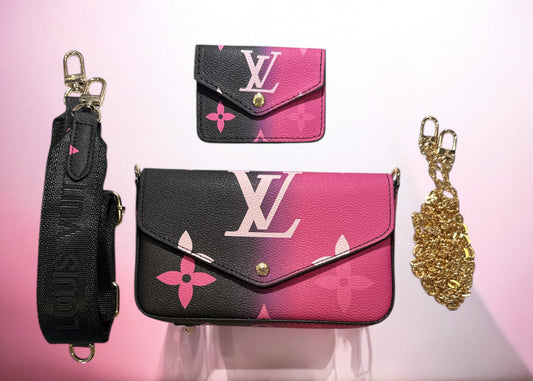 XL Mini pink, black & white purse