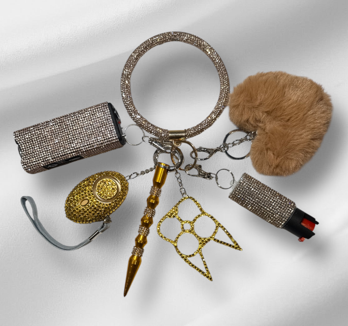 Silver and gold ring safety keychains